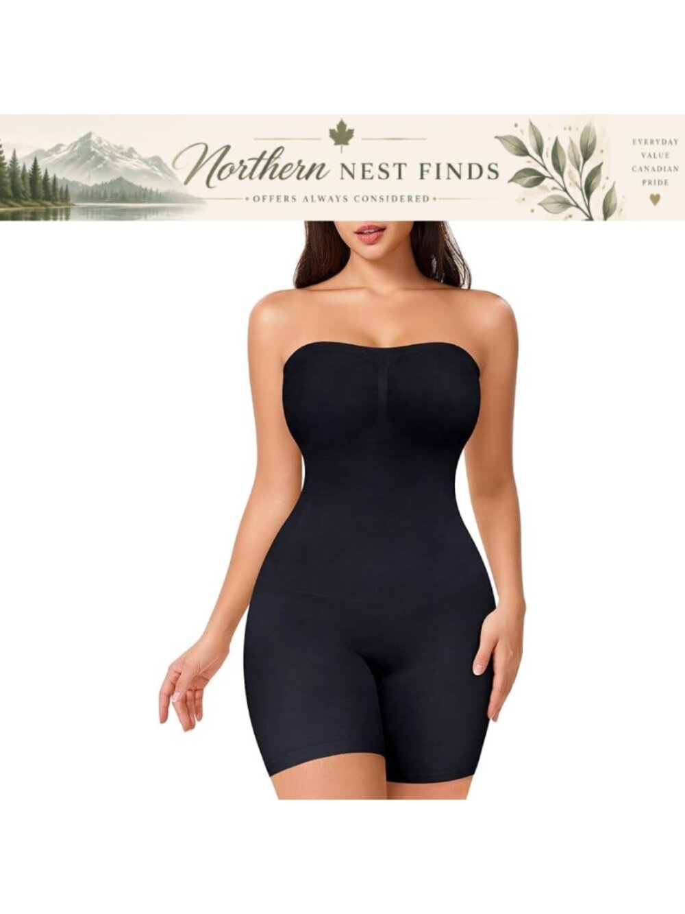 Strapless Shapewear Bodysuit Tummy Control Seamless Body Suit with Removable